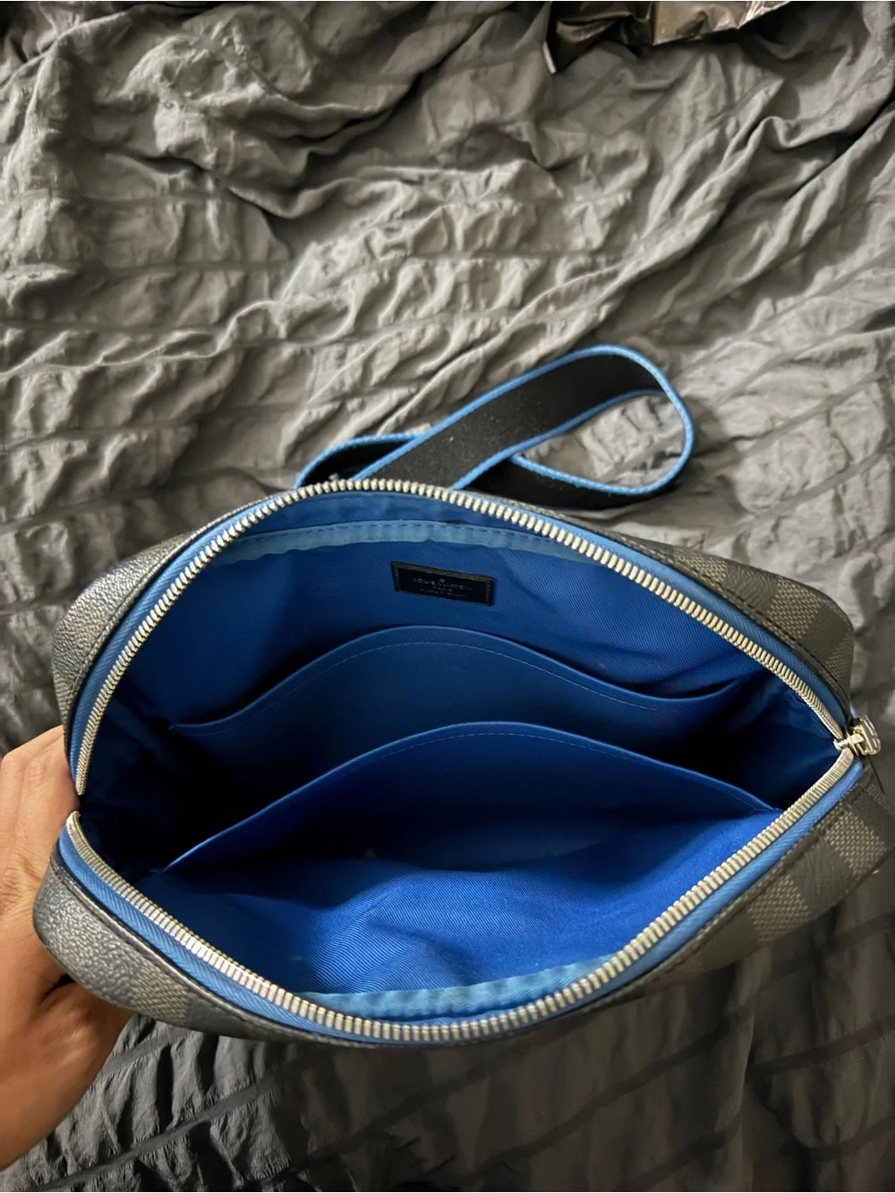 Louis Vuitton Damier Graphite Dayton PM Messenger Bag with Blue Trim